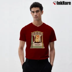 Men’s Undercover Cat Graphic V-Neck Tee in maroon | Sharp, Breathable, Everyday Staple