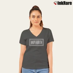 Women’s Underoath Band Logo V-Neck Tee in charcoal | Chic Neckline, Soft Texture