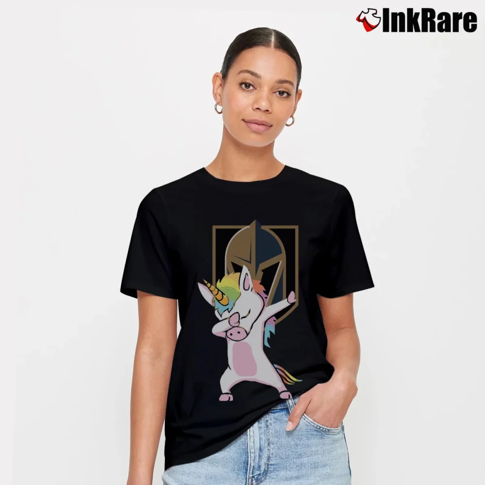Women’s Unicorn Dabbing Vegas Golden Knights Signature T-Shirt in black | Soft, Flattering Fit