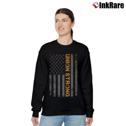 Women’s union strong american flag retro for Patriotic and Union Workers Relaxed Sweatshirt in black | Soft, Laid-Back Vibe