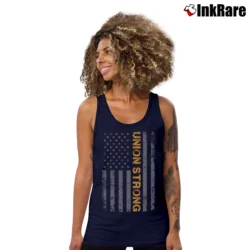 Women’s union strong american flag retro for Patriotic and Union Workers Tank Top in navy | Lightweight, Movement-Friendly
