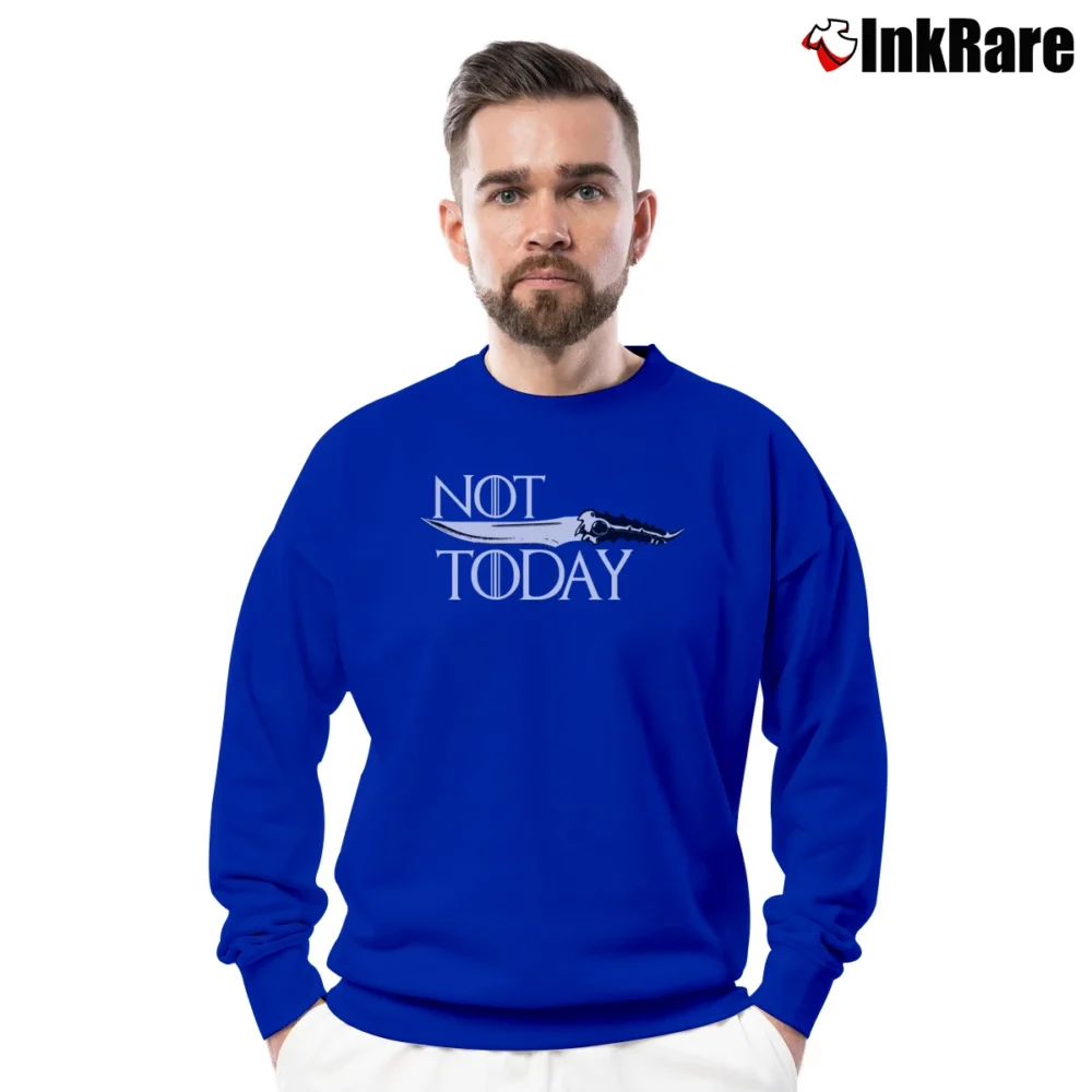 Men’s Unisex Game Of Thrones Not Today Catspaw Crewneck Sweatshirt in royal blue | Cozy Fabric, Clean Style