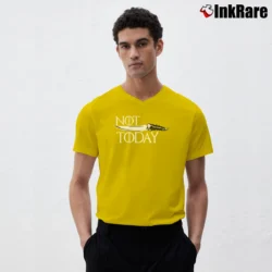 Men’s Unisex Game Of Thrones Not Today Catspaw V-Neck Tee in yellow | Sharp, Breathable, Everyday Staple