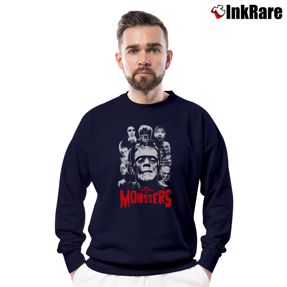 Men’s Universal Monsters Frankenstein Crewneck Sweatshirt in navy | Cozy Fabric, Clean Style