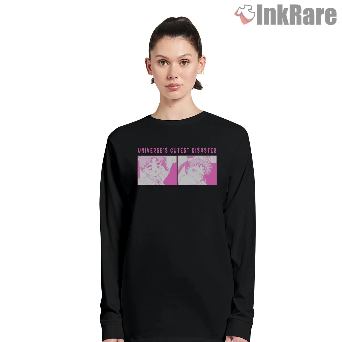 Universe Cutest Disaster Usagi Tsukino Retro Anime Long Sleeve Black Universe Cutest Disaster Usagi Tsukino Retro Anime Shirt on black long sleeve shirt for women graphic tee