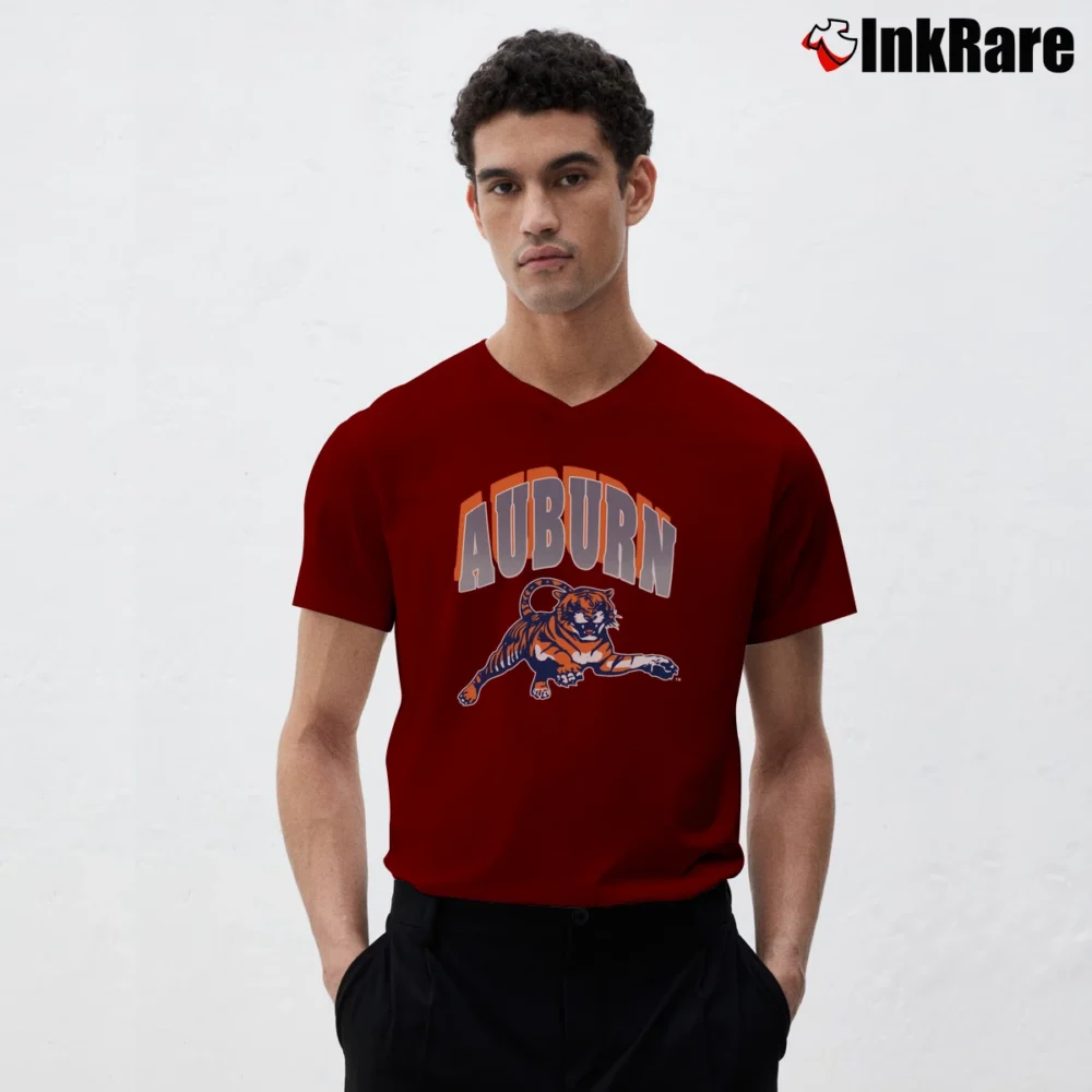 Men’s University Of Auburn Tigers Graphic V-Neck Tee in maroon | Sharp, Breathable, Everyday Staple