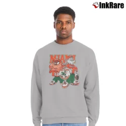 Men’s University Of Miami Hurricanes Looney Tunes Crewneck Sweatshirt in sport grey | Cozy Fabric, Clean Style