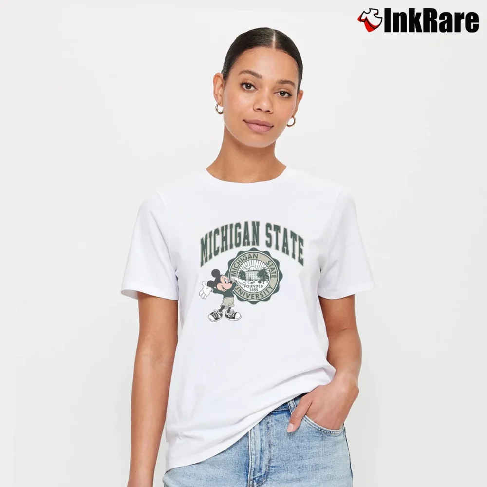 Women’s University Of Michigan Spartans Mickey Mouse Signature T-Shirt in white | Soft, Flattering Fit