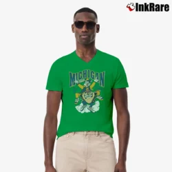 Men’s University Of Michigan Wolverines Looney Tunes V-Neck Tee in irish green | Sharp, Breathable, Everyday Staple