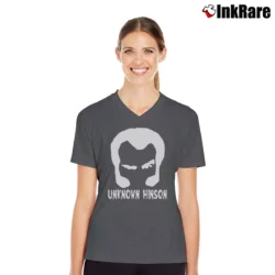 Women’s Unknown Hinson Graphic V-Neck Tee in charcoal | Chic Neckline, Soft Texture