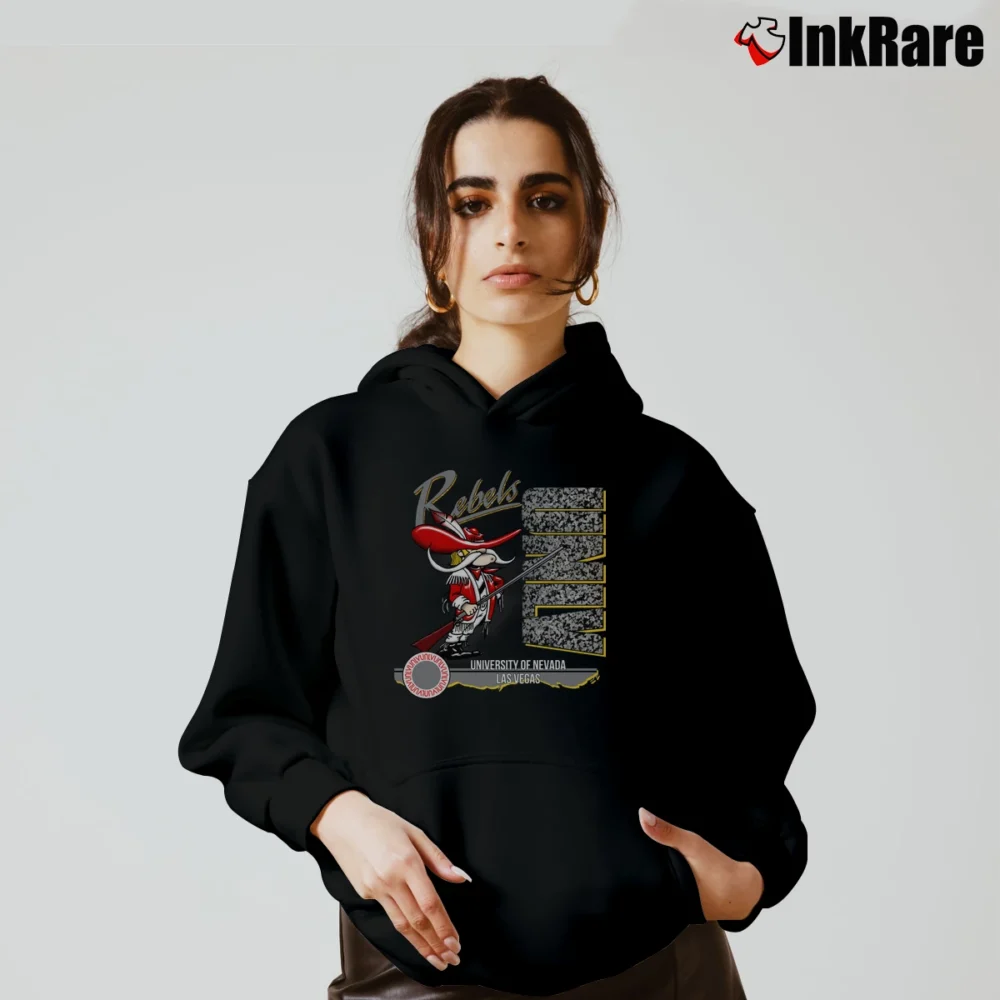 Women’s UNLV Runnin Rebels Hey Reb Mascot 90s March Madness Cozy Hoodie in black | Warm, Structured, Stylish