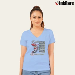 Women’s UNLV Runnin Rebels Hey Reb Mascot 90s March Madness V-Neck Tee in light blue | Chic Neckline, Soft Texture
