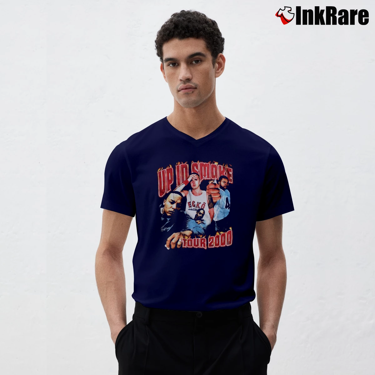 Men’s Up In Smoke Tour Music V-Neck Tee in navy | Sharp, Breathable, Everyday Staple