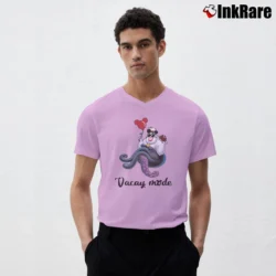 Men’s Ursula Vacay Mode Balloon Mickey Mouse V-Neck Tee in light pink | Sharp, Breathable, Everyday Staple