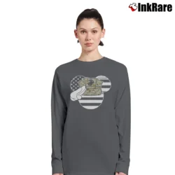 Women’s US Corps Mickey Mouse Military Style Long-Sleeve Top in charcoal | Sleek, Versatile, All-Season