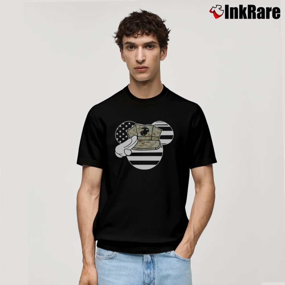 Men’s US Corps Mickey Mouse Military Style Classic T-Shirt in black | Soft, Breathable Everyday Wear