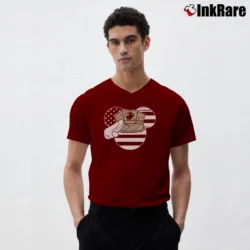 Men’s US Corps Mickey Mouse Military Style V-Neck Tee in maroon | Sharp, Breathable, Everyday Staple