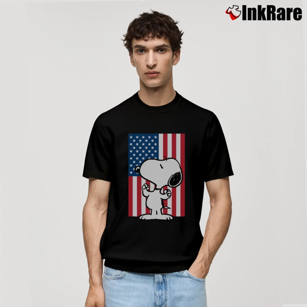 Men’s USA Flag Snoopy Classic T-Shirt in black | Soft, Breathable Everyday Wear