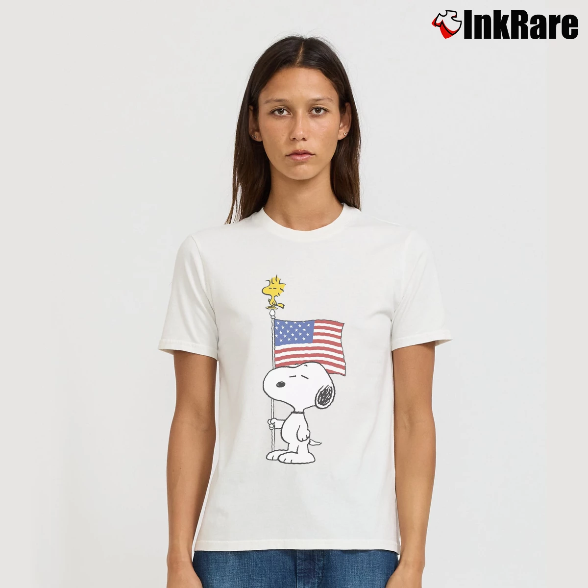 USA Snoopy And Woodstock Women’s Tee in white – Effortless Style Women’s USA Snoopy And Woodstock T-Shirt in white | Soft, Flattering Fit