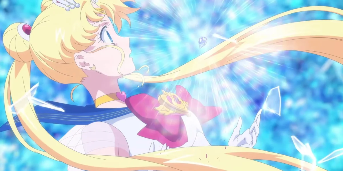 Usagi unleashing the Silver Crystal through intense emotional resonance