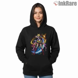 Usagi Tsukino Energetic Magical Girl Anime Shirt on black hoodie for women graphic tee