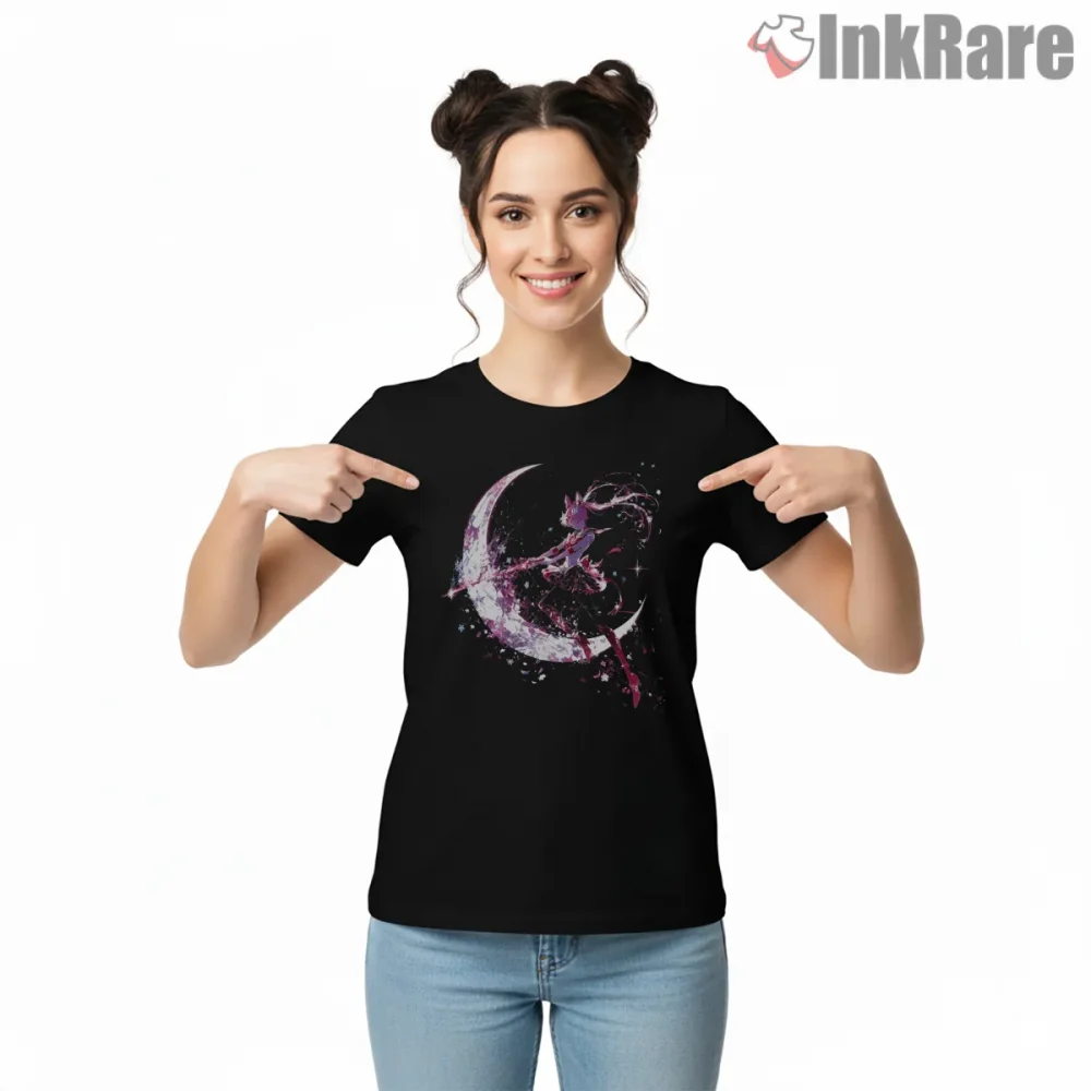 Usagi Tsukino Moonlit Dream Silhouette Shirt on black short sleeve shirt for women graphic tee