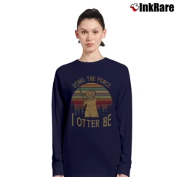 Women’s Using The Force I Otter Be Yoda Star Wars Funny Long-Sleeve Top in navy | Sleek, Versatile, All-Season