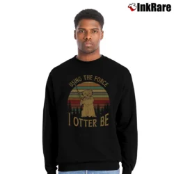 Men’s Using The Force I Otter Be Yoda Star Wars Funny Crewneck Sweatshirt in black | Cozy Fabric, Clean Style