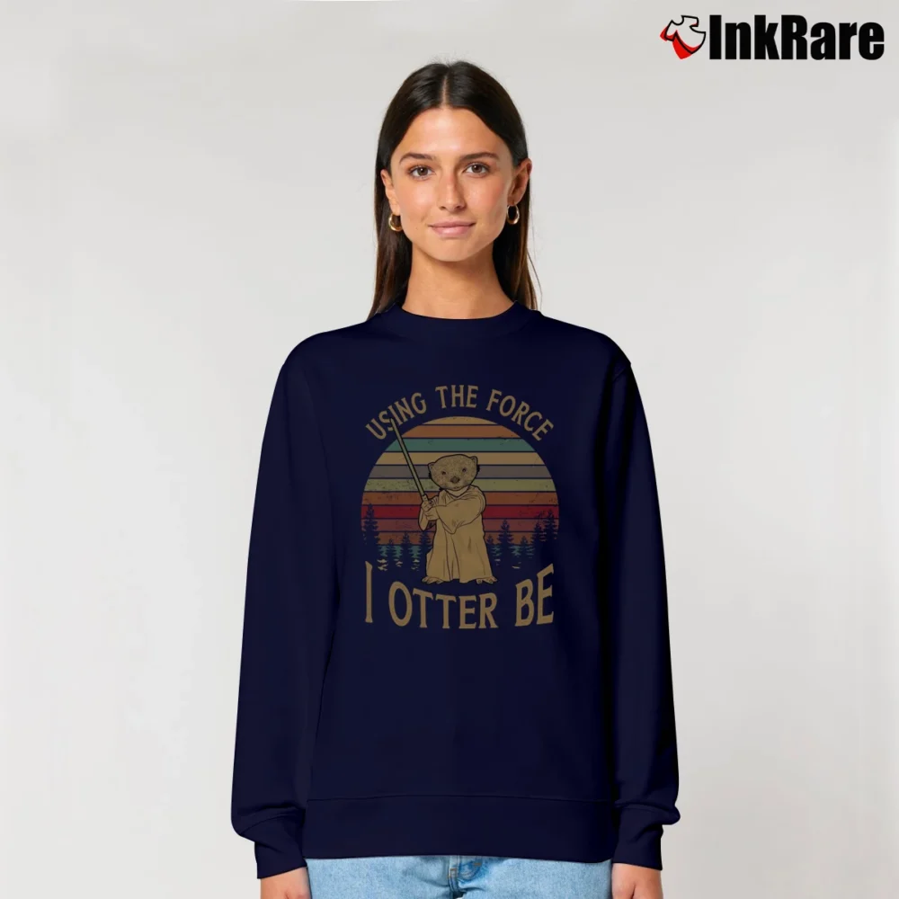 Women’s Using The Force I Otter Be Yoda Star Wars Funny Relaxed Sweatshirt in navy | Soft, Laid-Back Vibe