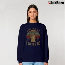 Women’s Using The Force I Otter Be Yoda Star Wars Funny Relaxed Sweatshirt in navy | Soft, Laid-Back Vibe