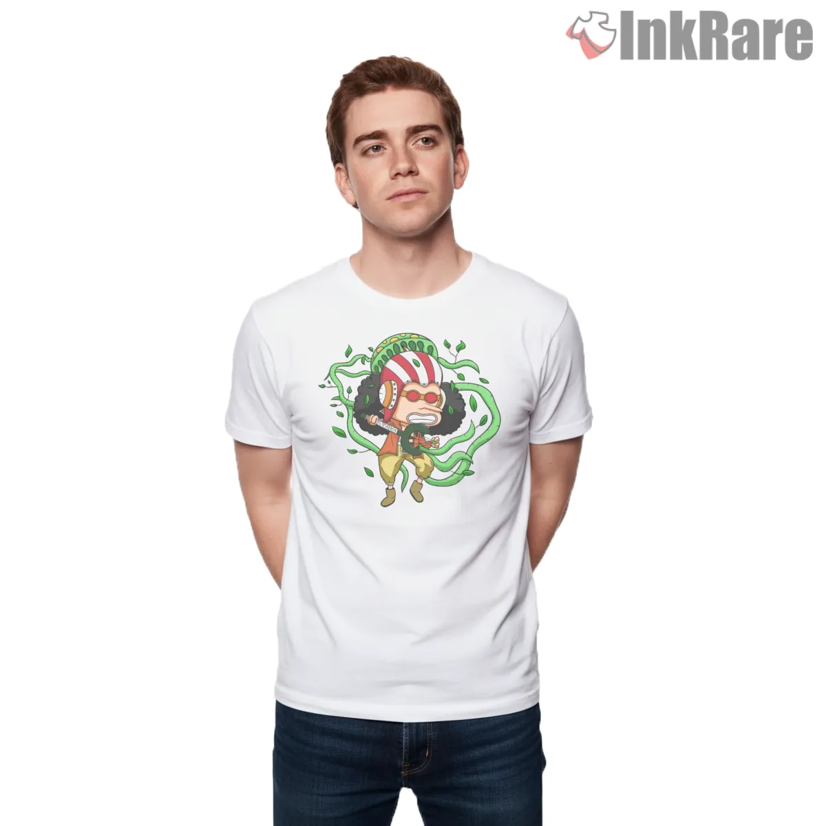 Usopp Chibi Brave Sniper Pirate Anime Short Sleeve White Usopp Chibi Brave Sniper Pirate Anime Shirt on white short sleeve shirt for men graphic tee