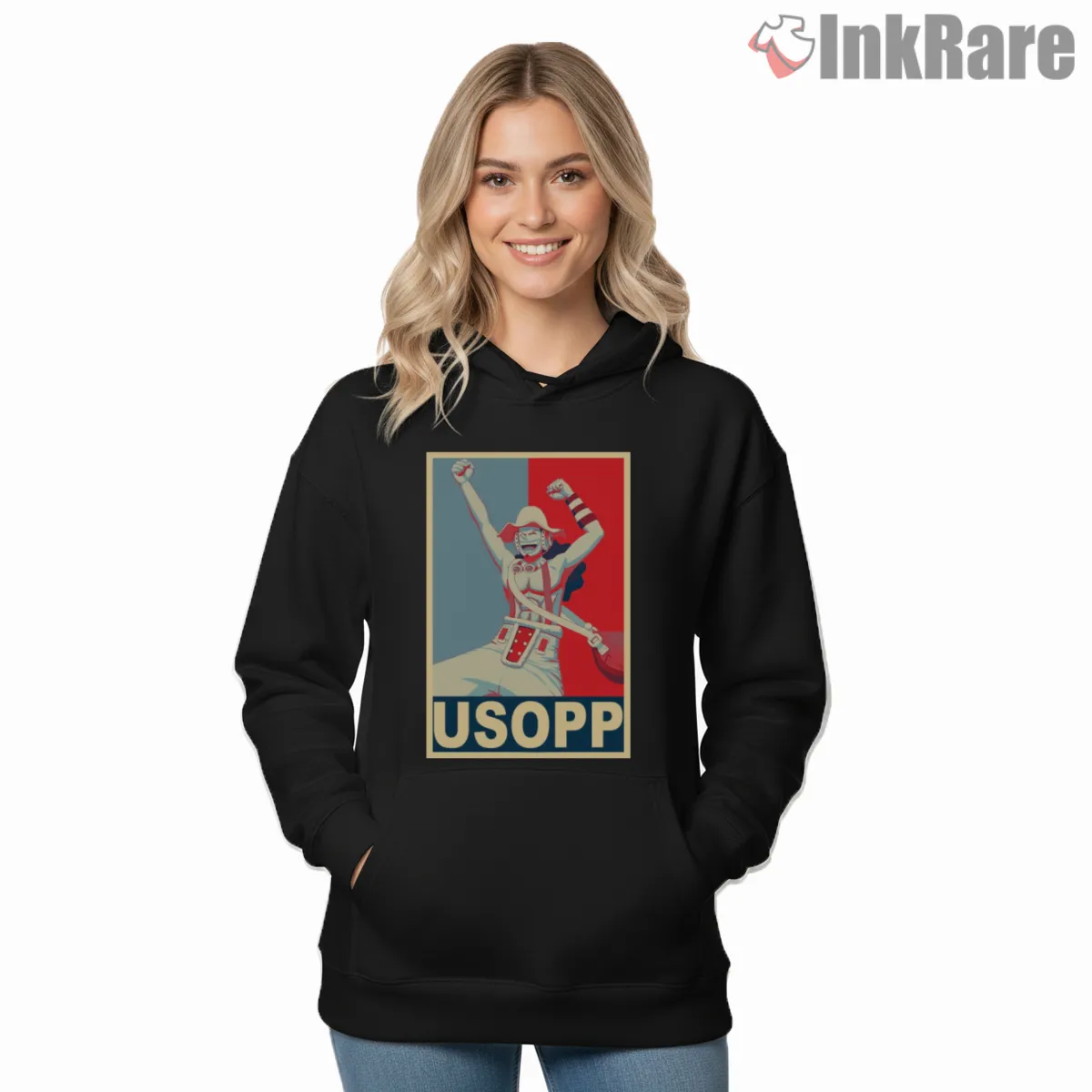Usopp Hero Poster Sniper Legend Anime Hoodie Black Usopp Hero Poster Sniper Legend Anime Shirt on black hoodie for women graphic tee