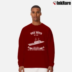 Men’s Uss Deyo Dd 989 Navy Ship Veteran Long-Sleeve Shirt in maroon | Sleek, Lightweight, Year-Round Wear