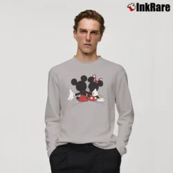 Men’s Valentine Mickey Minnie Matching Couple Long-Sleeve Shirt in sport grey | Sleek, Lightweight, Year-Round Wear