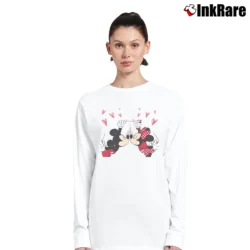 Women’s Valentine Mickey Minnie Matching Couple Long-Sleeve Top in white | Sleek, Versatile, All-Season