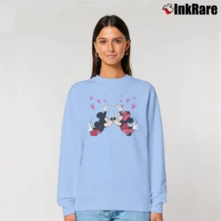 Women’s Valentine Mickey Minnie Matching Couple Relaxed Sweatshirt in light blue | Soft, Laid-Back Vibe