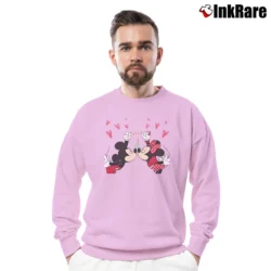 Men’s Valentine Mickey Minnie Matching Couple Crewneck Sweatshirt in light pink | Cozy Fabric, Clean Style