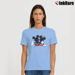 Women’s Valentine Mickey Minnie Matching Couple Signature T-Shirt in light blue | Soft, Flattering Fit
