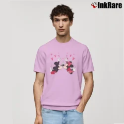 Men’s Valentine Mickey Minnie Matching Couple Classic T-Shirt in light pink | Soft, Breathable Everyday Wear