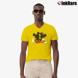 Men’s Valentine Mickey Minnie Matching Couple V-Neck Tee in yellow | Sharp, Breathable, Everyday Staple