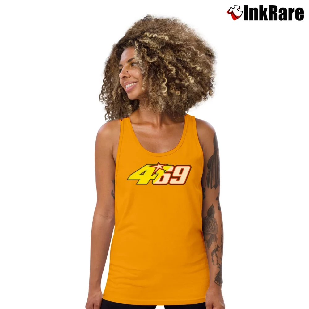 Women’s Valentino Rossi Tribute Racing Tank Top in orange | Lightweight, Movement-Friendly
