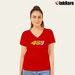 Women’s Valentino Rossi Tribute Racing V-Neck Tee in red | Chic Neckline, Soft Texture