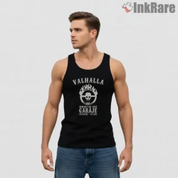 Valhalla War Boys Garage Citadel Wasteland Shirt on black tank top for men graphic tee