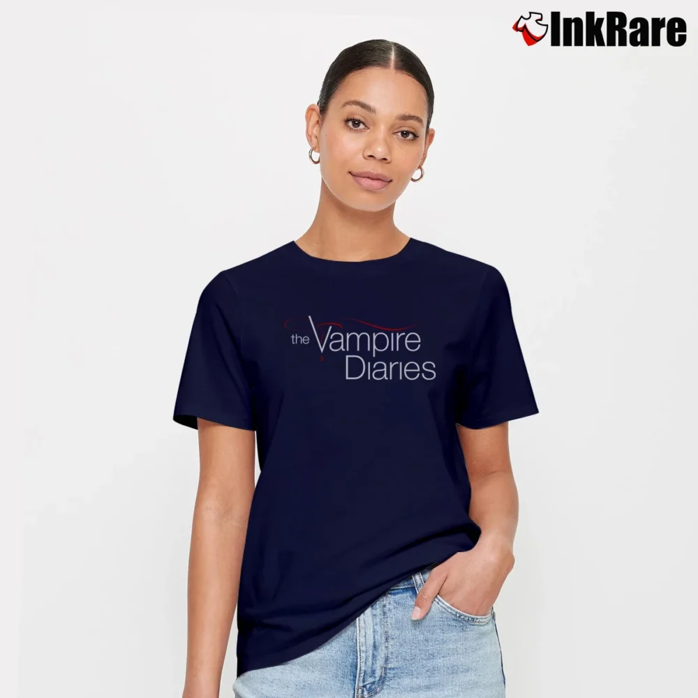 Women’s Vampire Diaries Tvd Logo Black Signature T-Shirt in navy | Soft, Flattering Fit