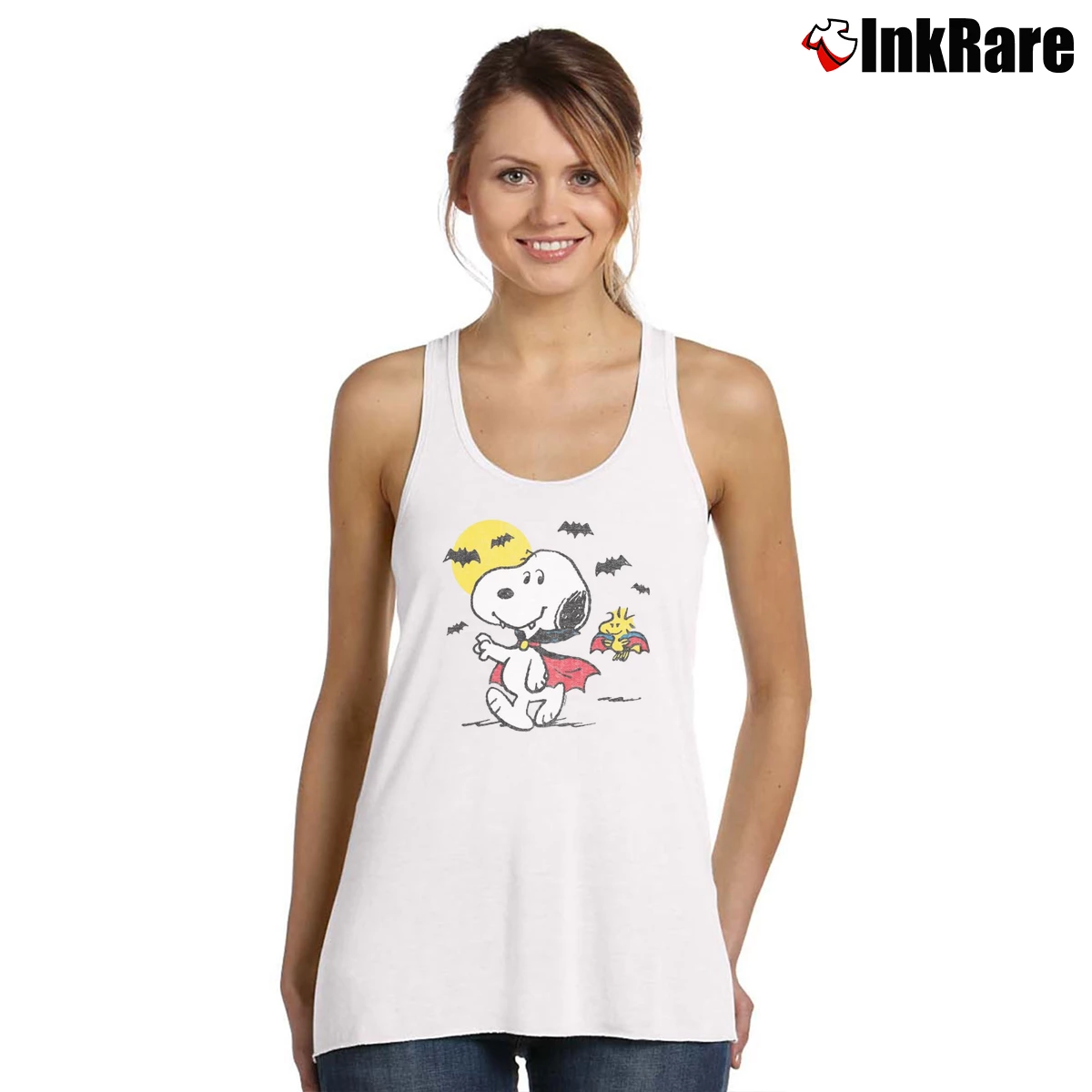 Vampire Snoopy Woodstock Women’s Essential Tank in white – Summer Ready Women’s Vampire Snoopy Woodstock Tank Top in white | Lightweight, Movement-Friendly