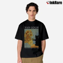 Men’s Van Gogh Cat With Sunflowers Classic T-Shirt in black | Soft, Breathable Everyday Wear
