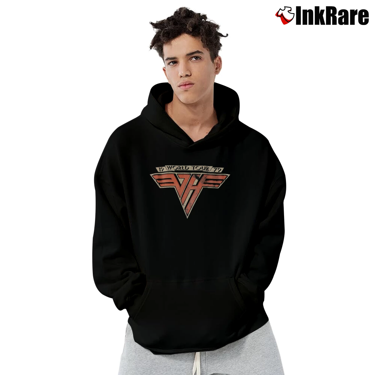 Men’s Van Halen 1979 World Tour Rock Band Pullover Hoodie in black | Cozy, Durable, Modern Fit