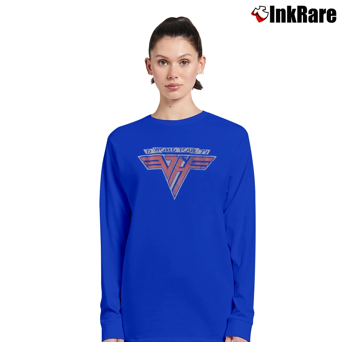 Women’s Van Halen 1979 World Tour Rock Band Long-Sleeve Top in royal blue | Sleek, Versatile, All-Season