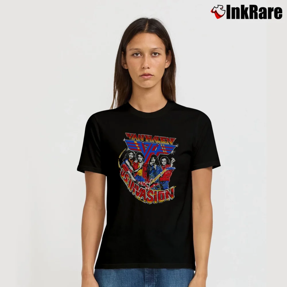 Women’s Van Halen 1980 Invasion Tour Parking Lot Concert Signature T-Shirt in black | Soft, Flattering Fit
