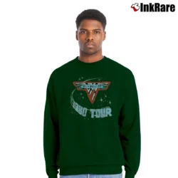 Men’s Van Halen 1980 Tour Dates Of Rock Crewneck Sweatshirt in forest green | Cozy Fabric, Clean Style